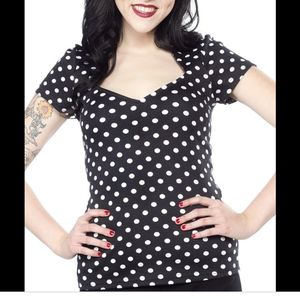 Sourpuss Rockabilly Retro Pin Up Polka Dot Top. 😎🖤